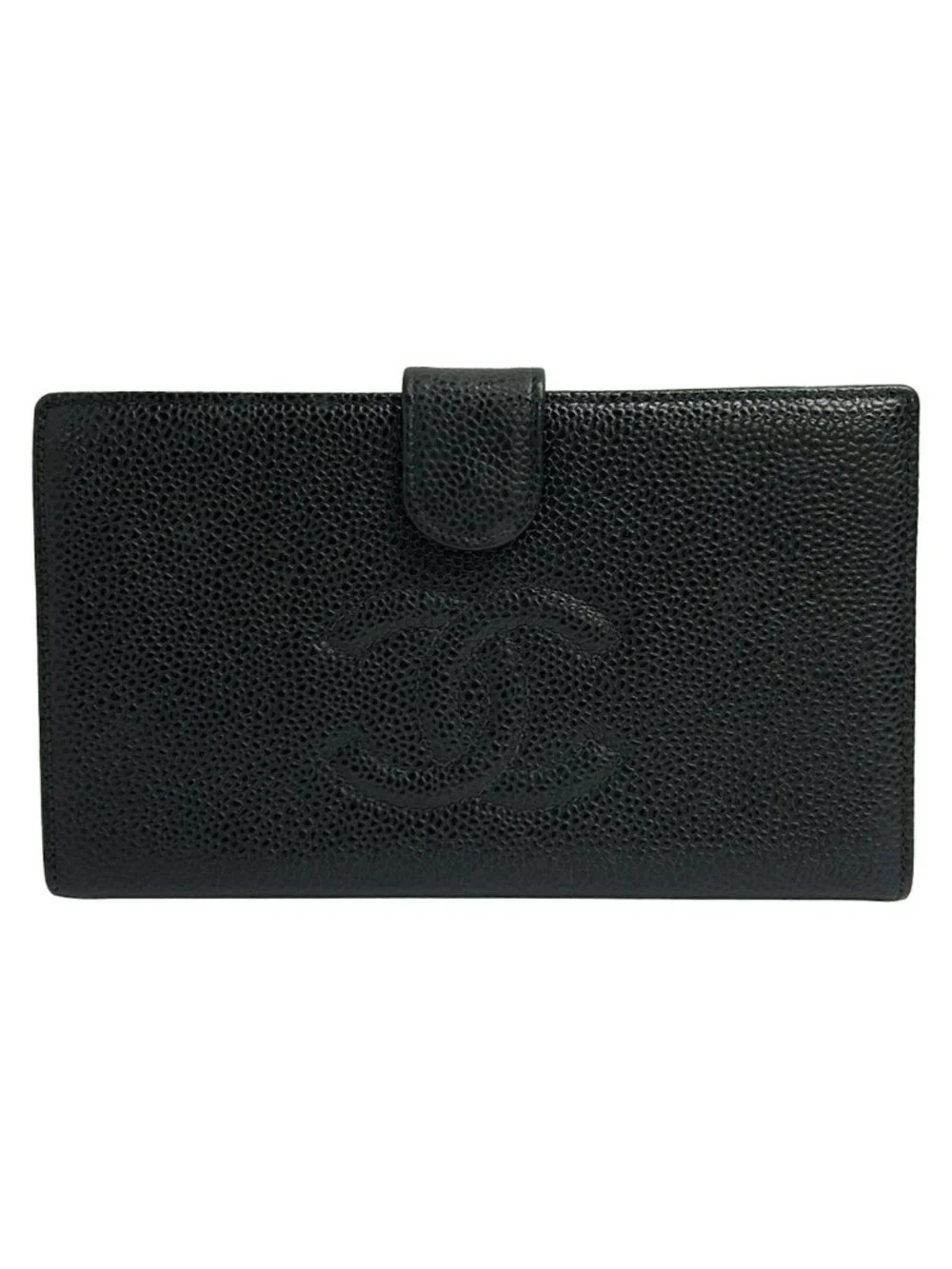 Chanel Wallet Black CC Logo Gold Kiss Lock